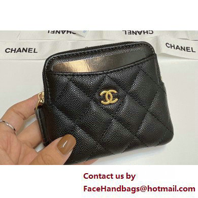 Chanel Grained Calfskin & Gold-Tone Metal Zip Coin Purse AP2061 Black 2025